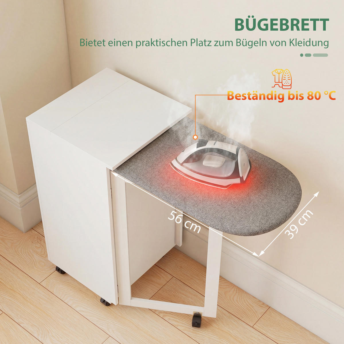 BÜGELBRETTSCHRANK DE-09596 Weiß - Weiß, Holzwerkstoff (99.5/83/43cm) - ComfortXL