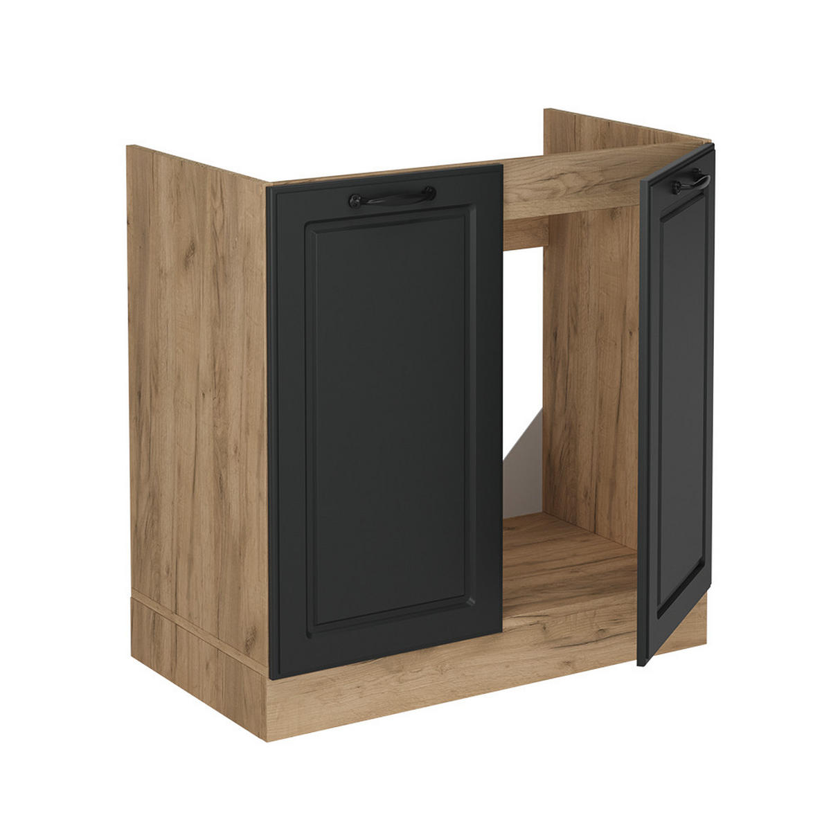 SPÜLENUNTERSCHRANK R-Line Anthrazit Landhaus 80 cm , AP Eiche - Honigeiche/Anthrazit, Holzwerkstoff (80/81.6/60cm) - Vicco