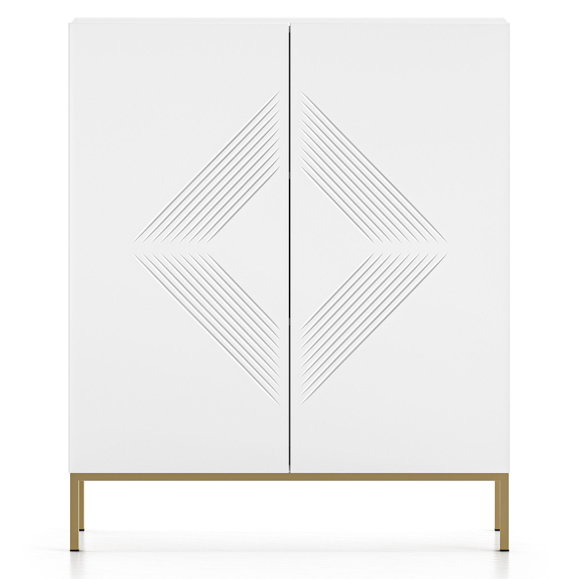 KOMMODE NEBRO,Weiß/Goldfarben - Goldfarben/Weiß, Holzwerkstoff (100/120/37cm) - KONSIMO®