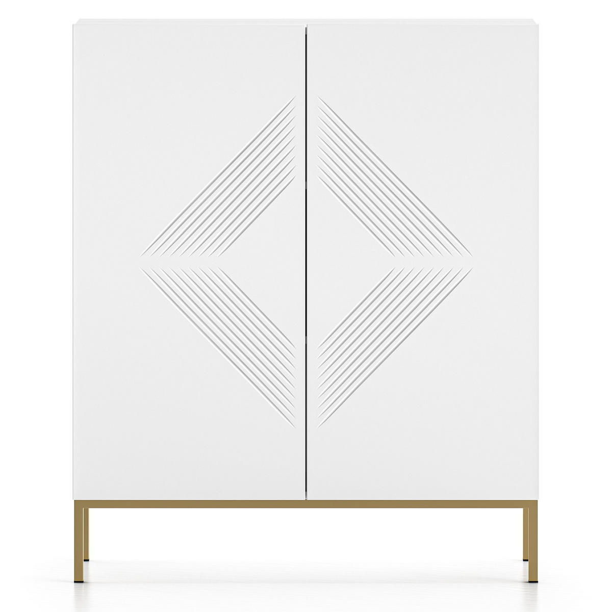 KOMMODE NEBRO,Weiß/Goldfarben - Goldfarben/Weiß, Holzwerkstoff (100/120/37cm) - KONSIMO®