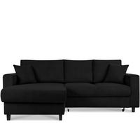 ECKSCHLAFSOFA EGRET Links mit Bettkasten, Cord-Stoff, schwarz - Schwarz, Textil (234/90cm) - KONSIMO®