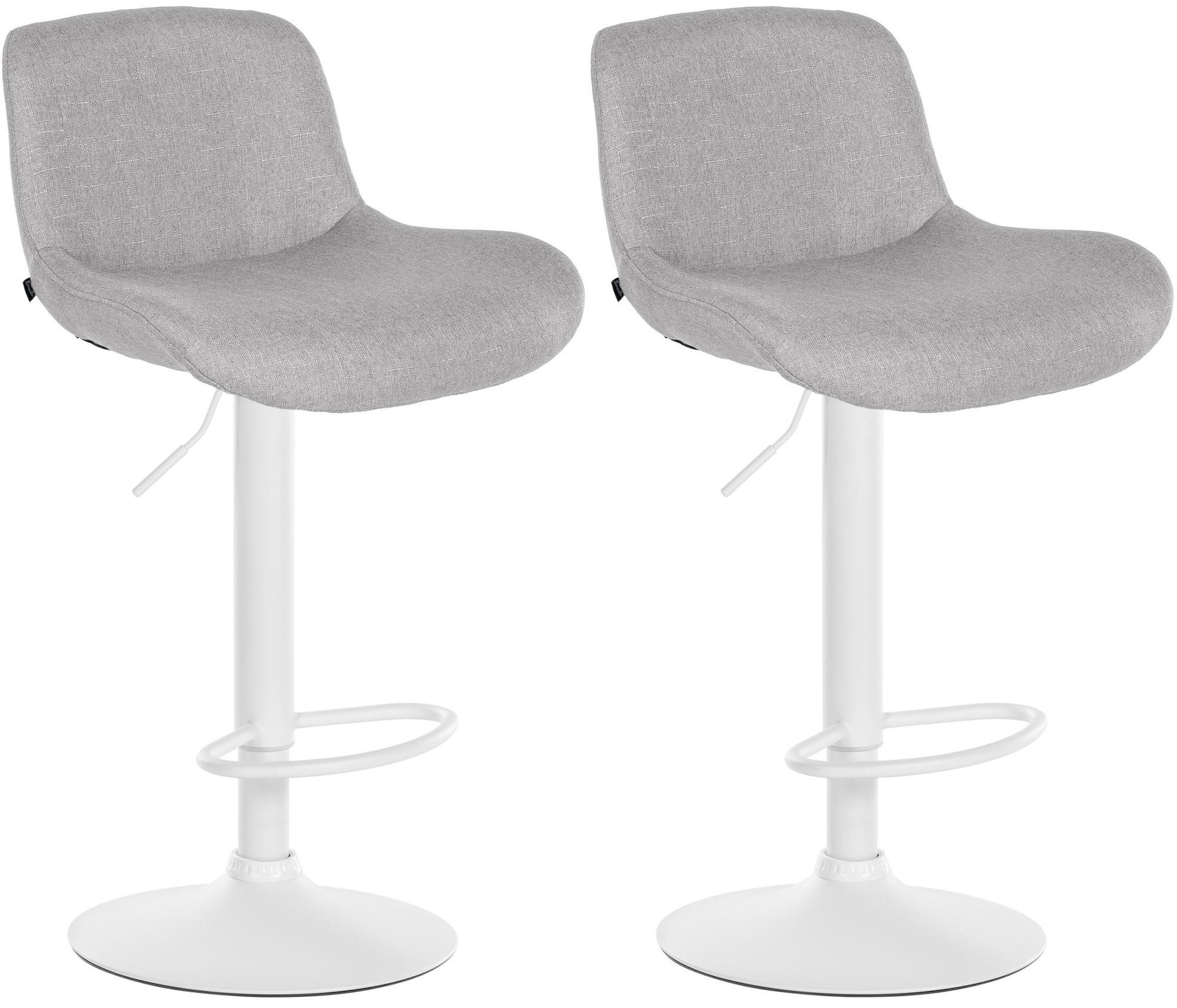 BARHOCKER 2er Set Stoff Hellgrau - Hellgrau/Weiß, Textil/Metall (50/85/50cm) - CLP