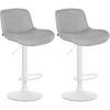 BARHOCKER 2er Set Stoff Hellgrau - Hellgrau/Weiß, Textil/Metall (50/85/50cm) - CLP
