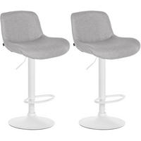 BARHOCKER 2er Set Stoff Hellgrau - Hellgrau/Weiß, Textil/Metall (50/85/50cm) - CLP
