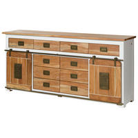 SIDEBOARD Mango 200x45x90 weiß lackiert RAILWAY #522 - Weiß, Holz (200/90/45cm) - Massivmoebel24