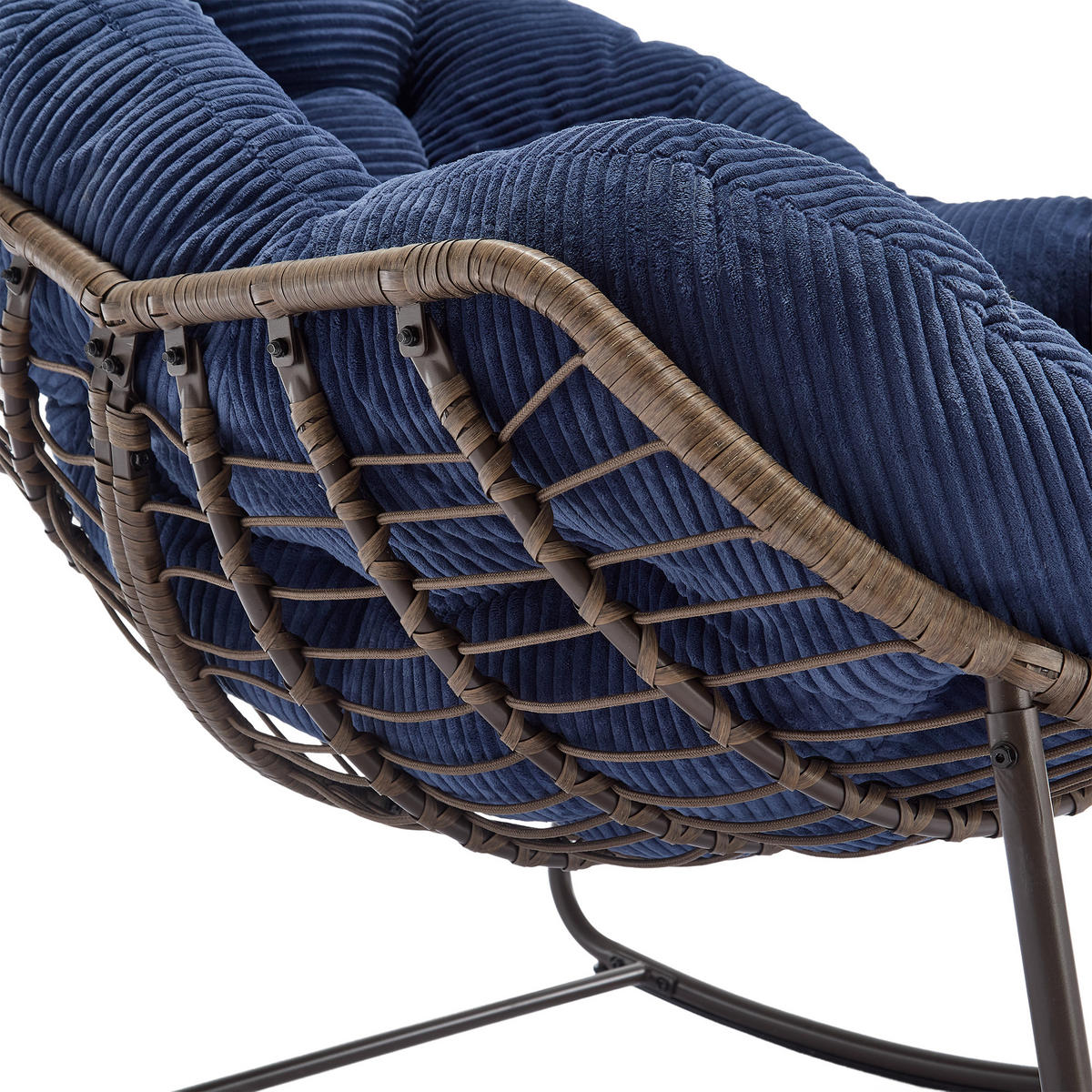 GARTENSCHAUKELSTUHL Polyrattan mit Stahlrahmen 111/94,5/80 cm Dunkelblau - Dunkelblau, Metall (111/80/94.5cm) - Redom