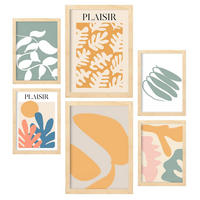 POSTER Set Mit 6 Vegetation Sammlung A3 & A4 Rahmen Aus Hellem Holz - Beige, Papier (29/3cm) - Nacnic