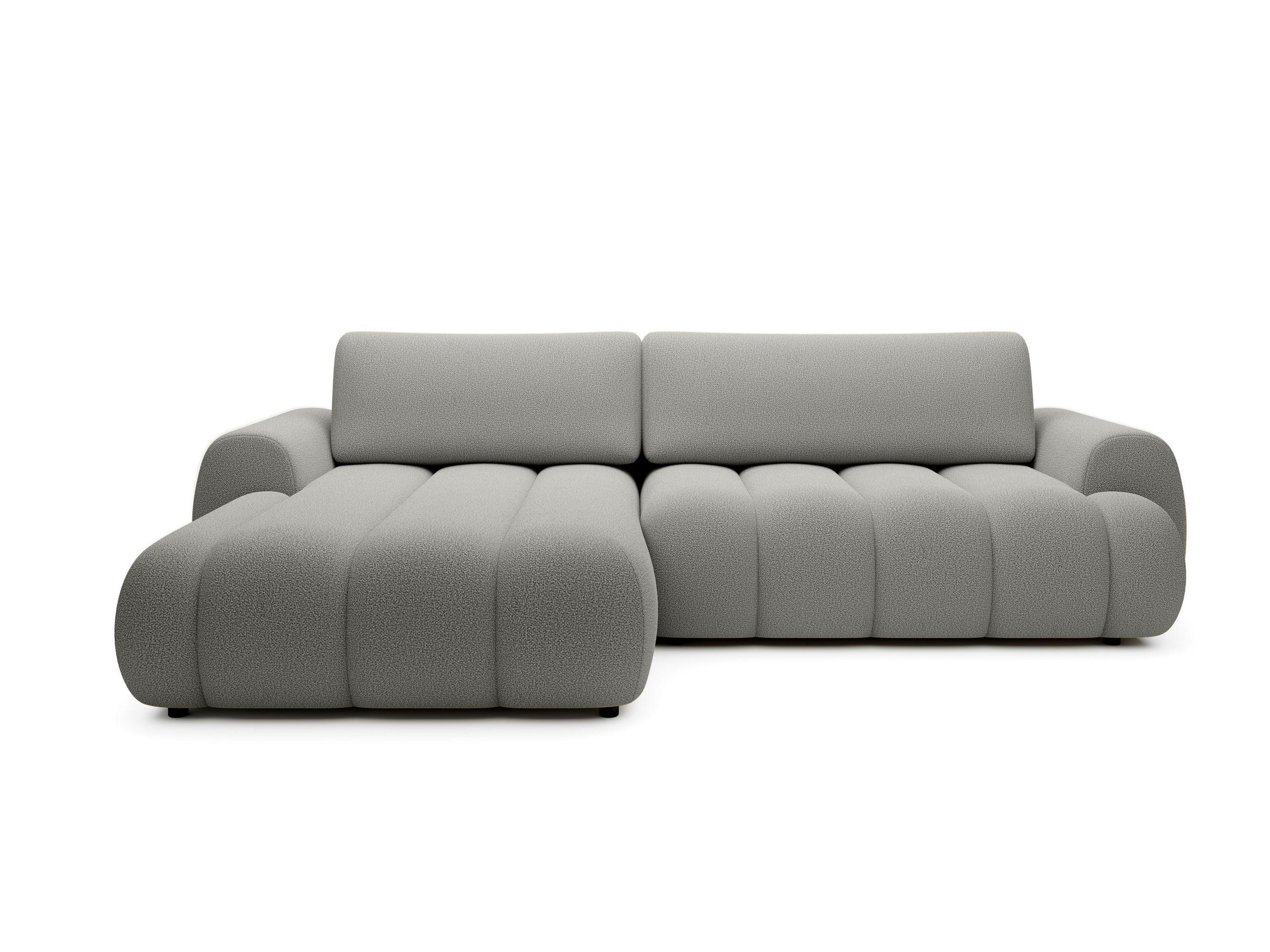 ECKSOFA SITO Grau Geflochtener Stoff mit Schlaffunktion - Grau, Holz (272/168cm) - MASSENO
