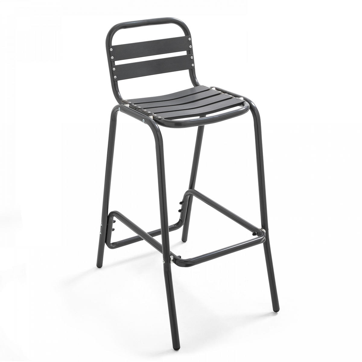 OUTDOOR-BARHOCKER, Grau - Grau, Metall (62/95/45cm) - Oviala