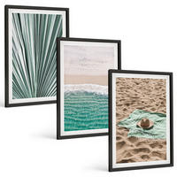 BILDER SET 3er Set - 40x60 cm Schwarzer Rahmen - Urlaubsblick Strand Meer - Schwarz, Kunststoff (40/60cm) - TULUP