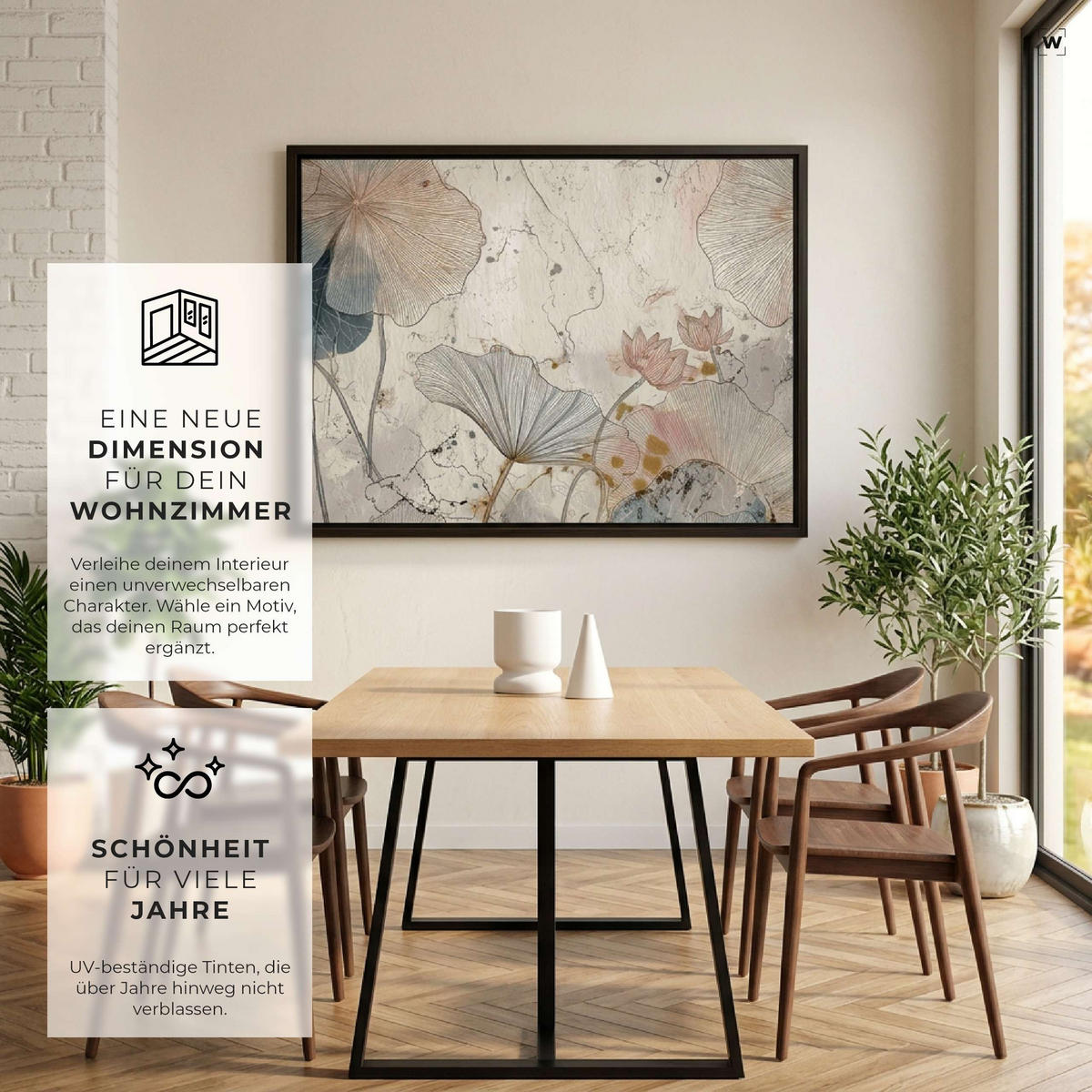 BILDER mit Rahmen Abstrakt Boho Beige Leinwandbild Wandbild XXL 120x80 cm - Multicolor, Holzwerkstoff (120/80cm) - Wallarena