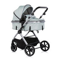 KOMBIKINDERWAGEN Pearl 2 in 1 grün EVA-Material, 5-Punkt-Gurt, Babywanne, Babyschale, Sportsitz - Grün, Metall (75/65/104cm) - Chipolino