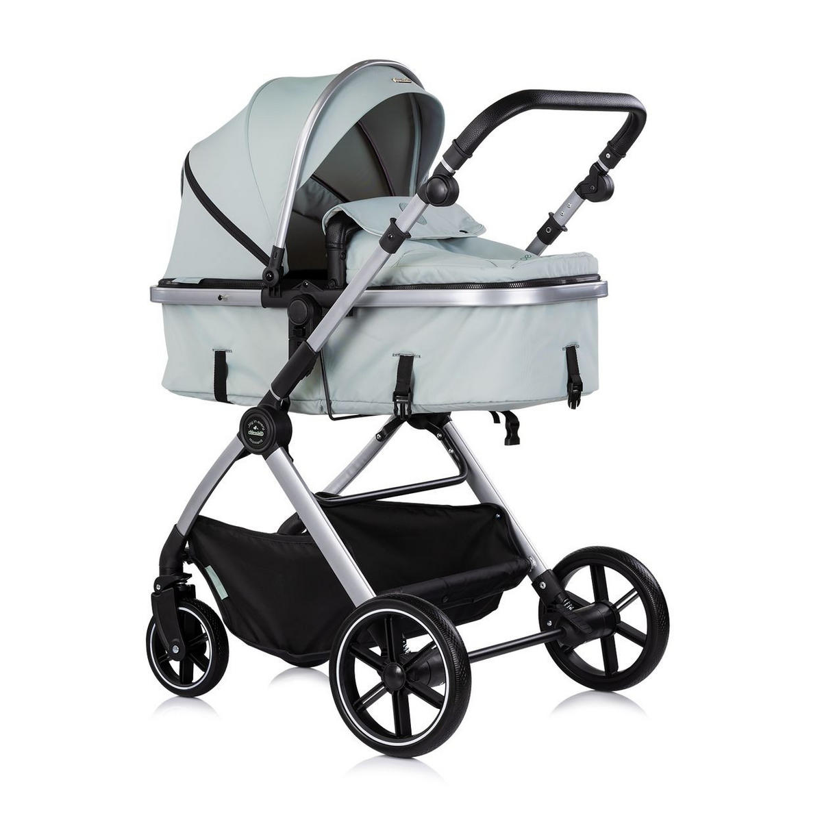 KOMBIKINDERWAGEN Pearl 3 in 1 grün EVA-Material, 5-Punkt-Gurt, 3-Punkt-Gurt, Babyschale, Sportsitz - Grün, Metall (75/65/104cm) - Chipolino
