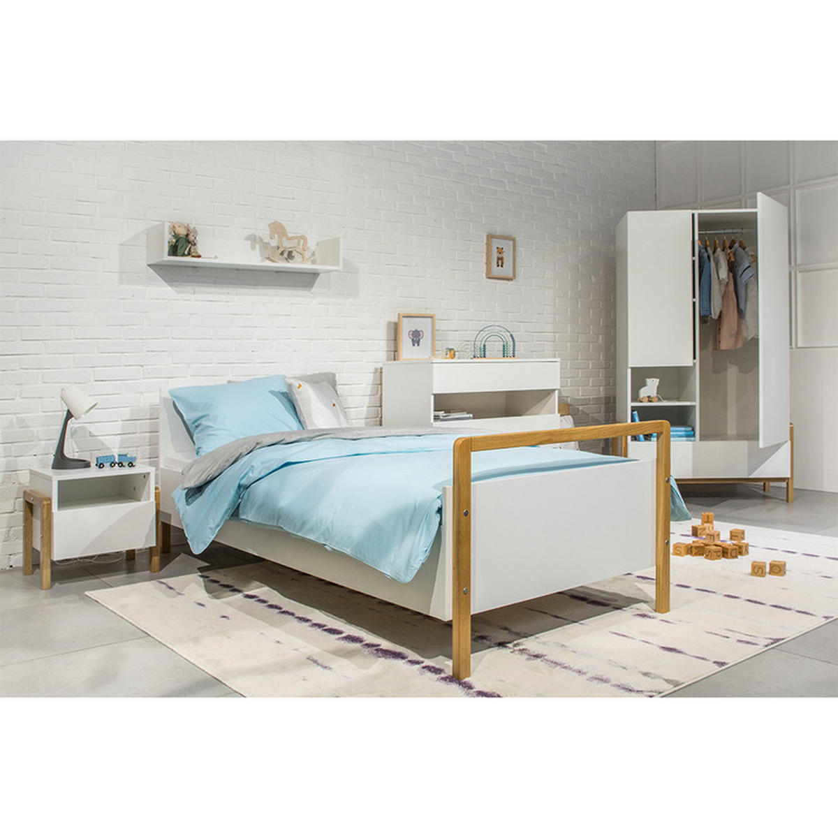 POSTEĽ Biela a drevo - biela, kompozitné drevo (80/180cm) - Petits-meubles