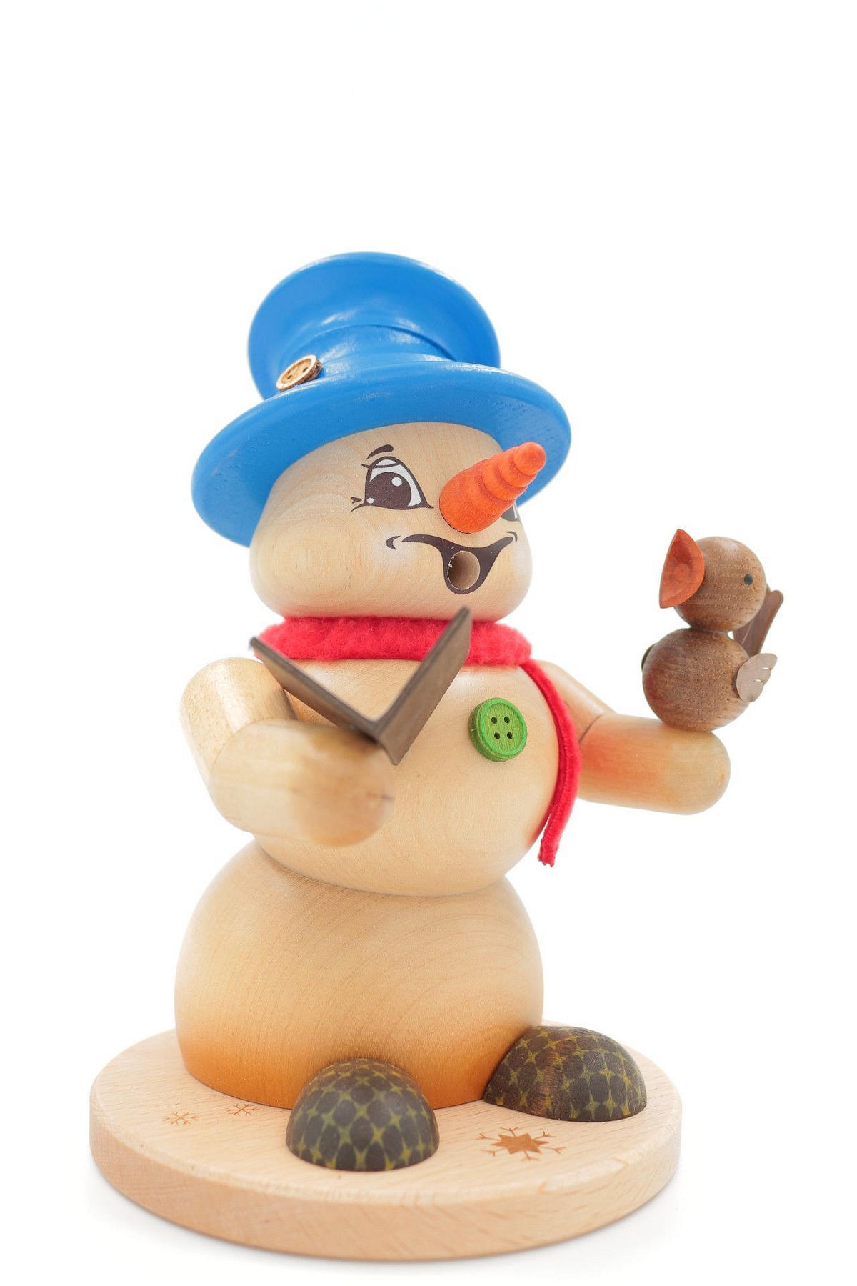 RAUCHFIGUR Schneemann Natur Sänger 19 cm - Multicolor, Holz (15/19/0.1cm)