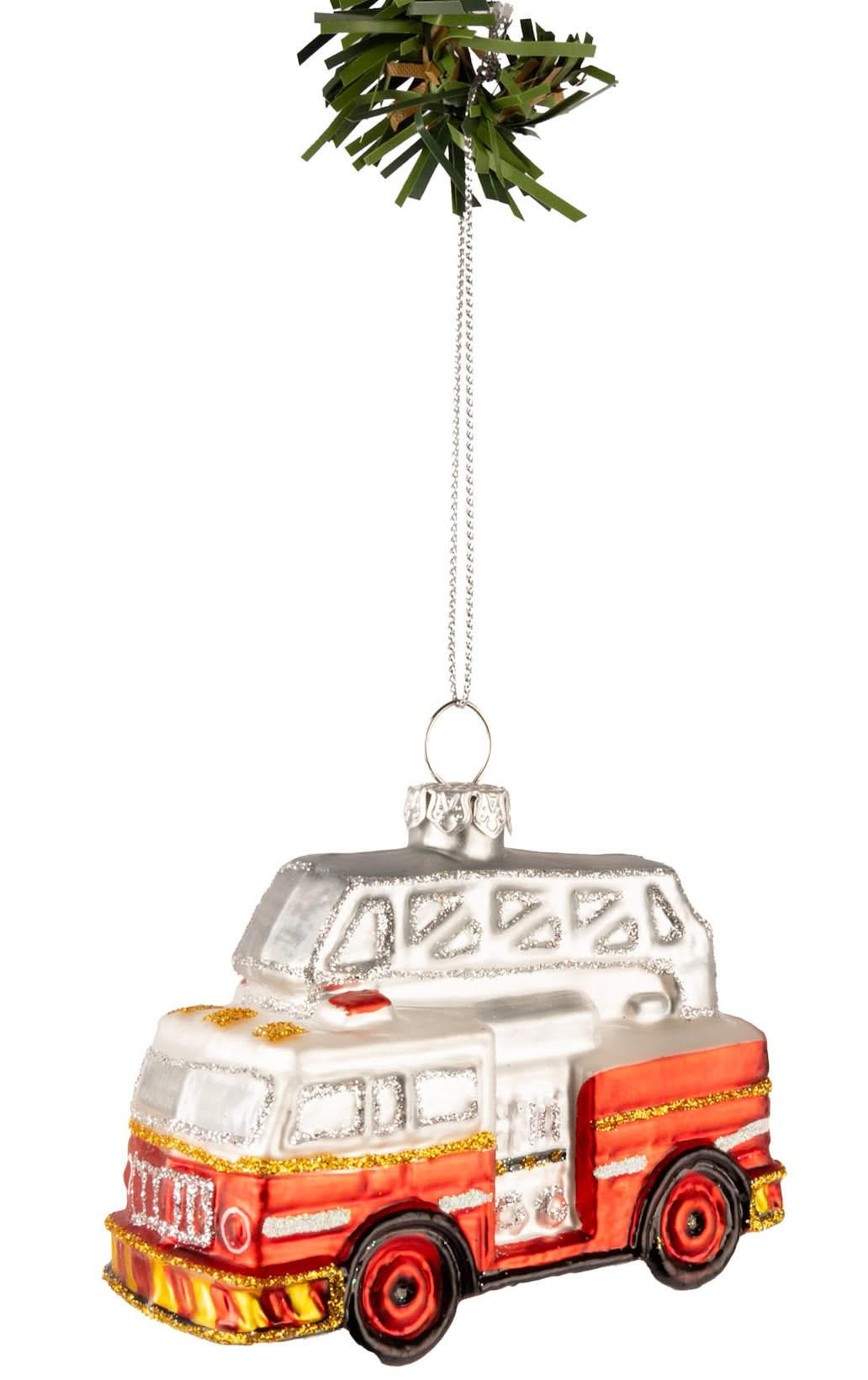 WEIHNACHTSKUGEL Feuerwehrauto 9 cm - Rot, Glas (4/8/1cm)