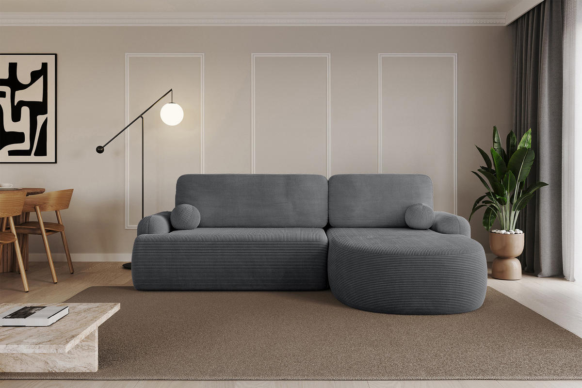 ECKSOFA mit Schlaffunktion und Bettkasten LIRA-L - 264x172x89 Dunkelgrau - Dunkelgrau, Holzwerkstoff/Textil (172/264cm) - ALTDECOR