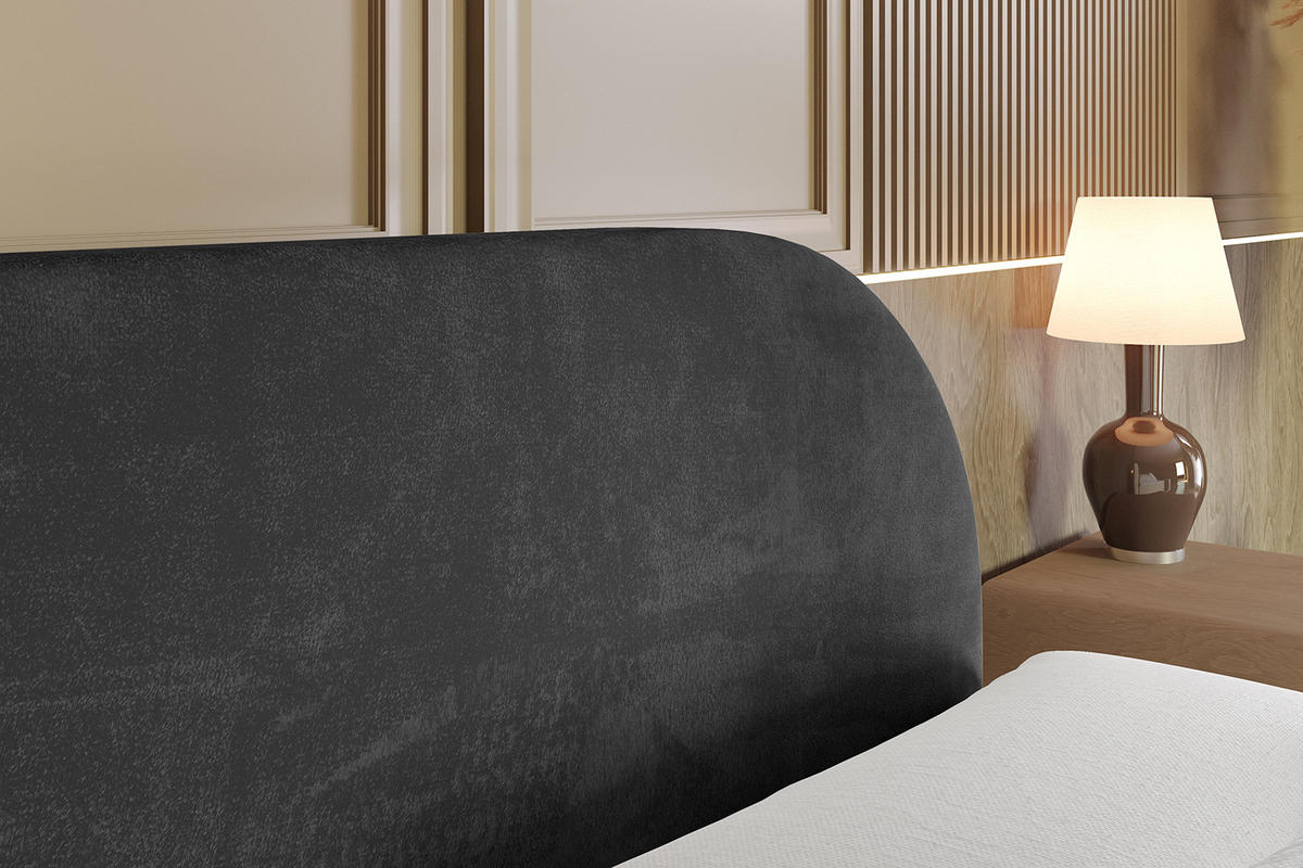 BOXSPRINGBETT mit Matratze und Lattenrost - NOX-Z KING-160x200 - Schwarz Casablanca - Schwarz, Holzwerkstoff (160/200cm) - ALTDECOR