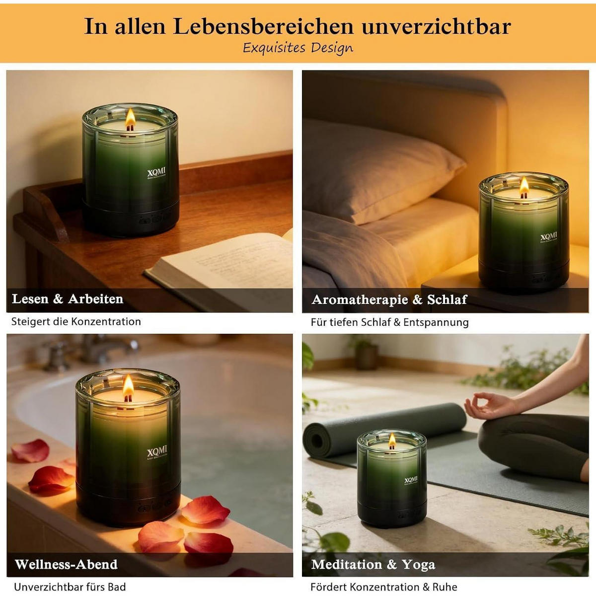 DUFTKERZE Set Bergamot & Leather mit Fernbedienung - Grün, Paraffin (11cm)