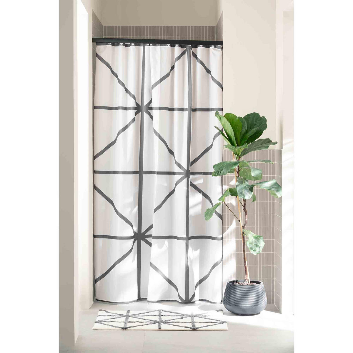 KÚPEĽŇOVÁ rohož BARBADOS GRAFIK - biela, textil (60/90cm) - Schöner Wohnen