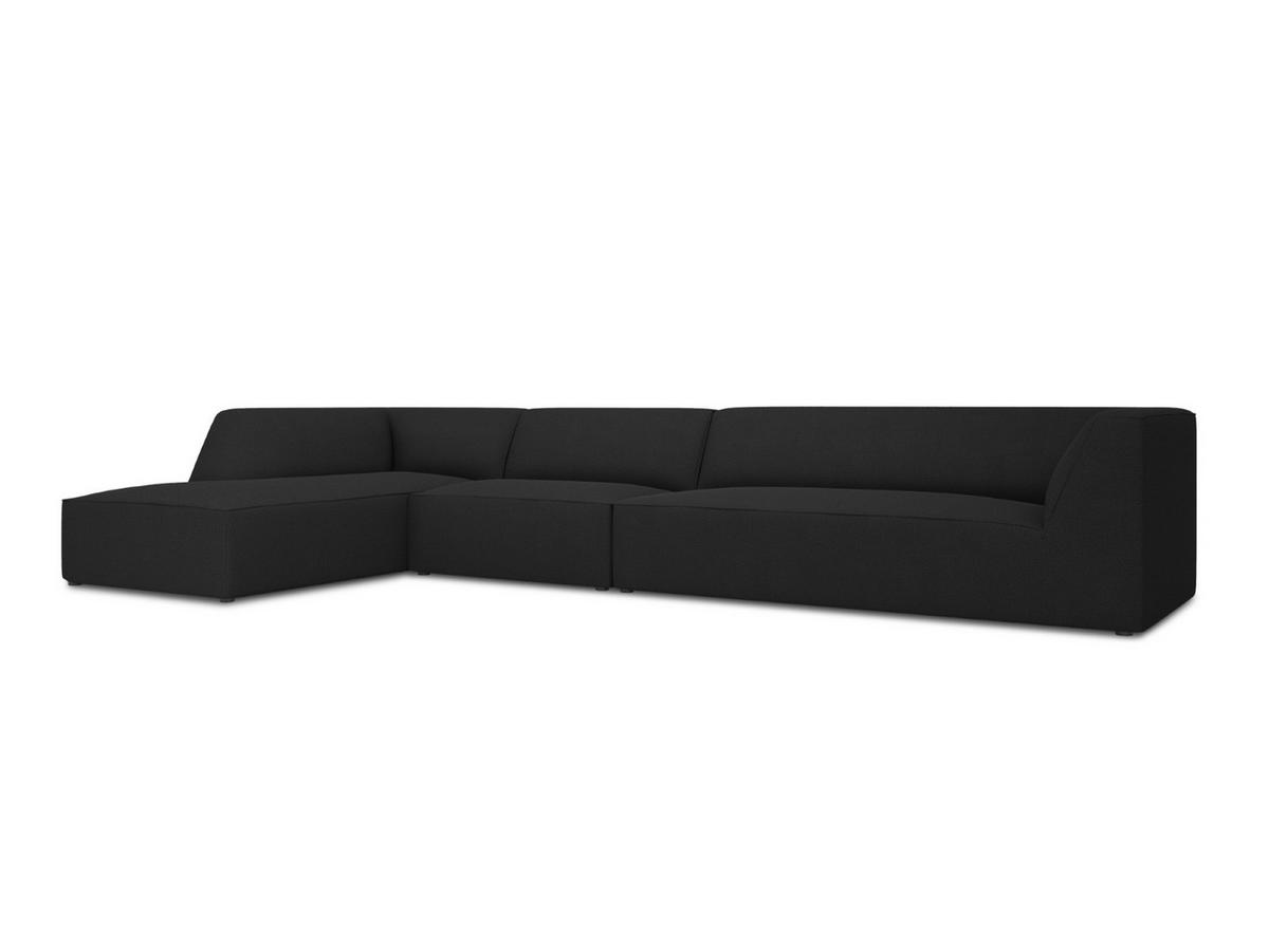 ECKSOFA links Ruby aus strukturiertem Stoff schwarz 5 Sitzplätze - Schwarz, Textil (180/366cm) - Micadoni
