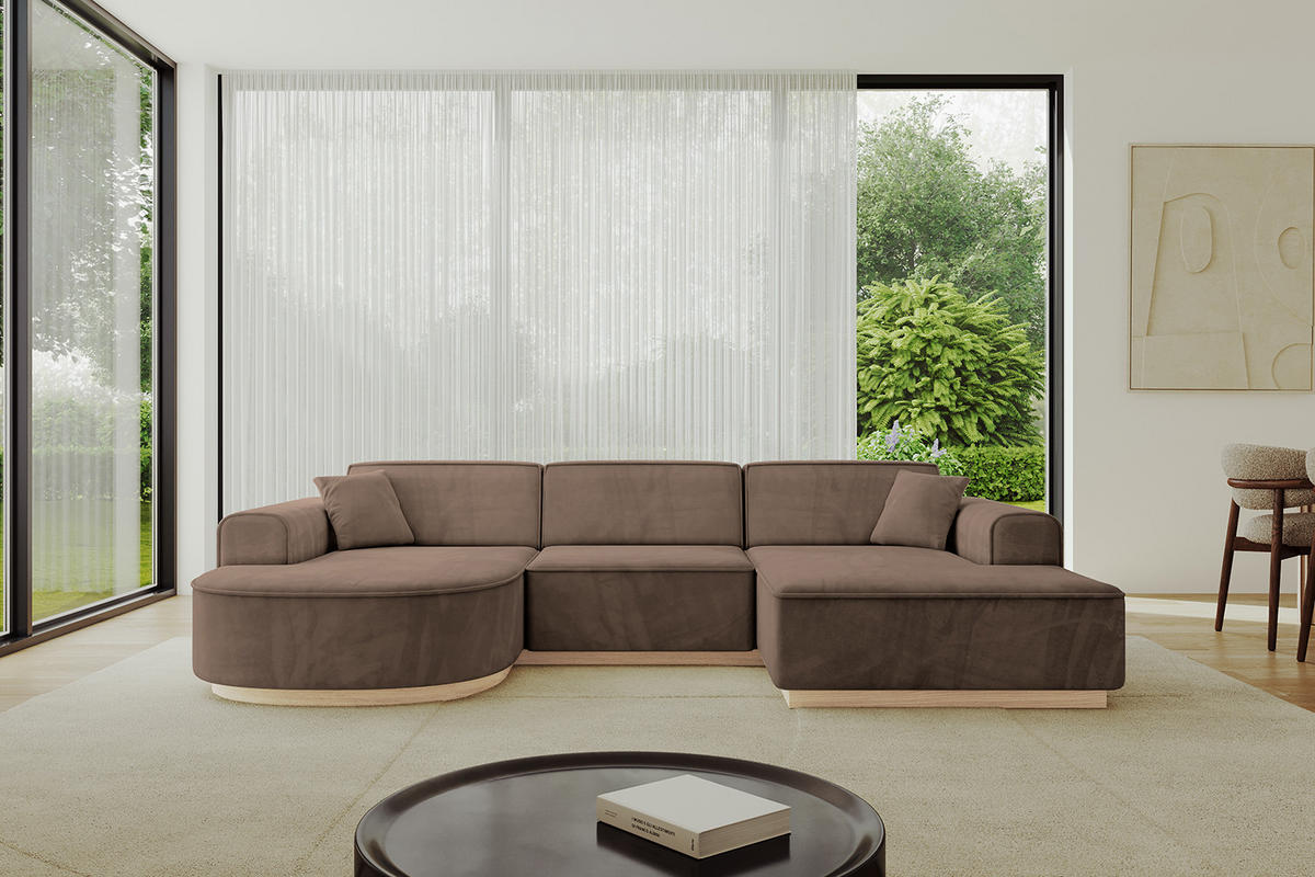 WOHNLANDSCHAFT ARRIO-U1 303x171x83 cm Braun - Braun, Holzwerkstoff/Textil (303/83/171cm) - ALTDECOR