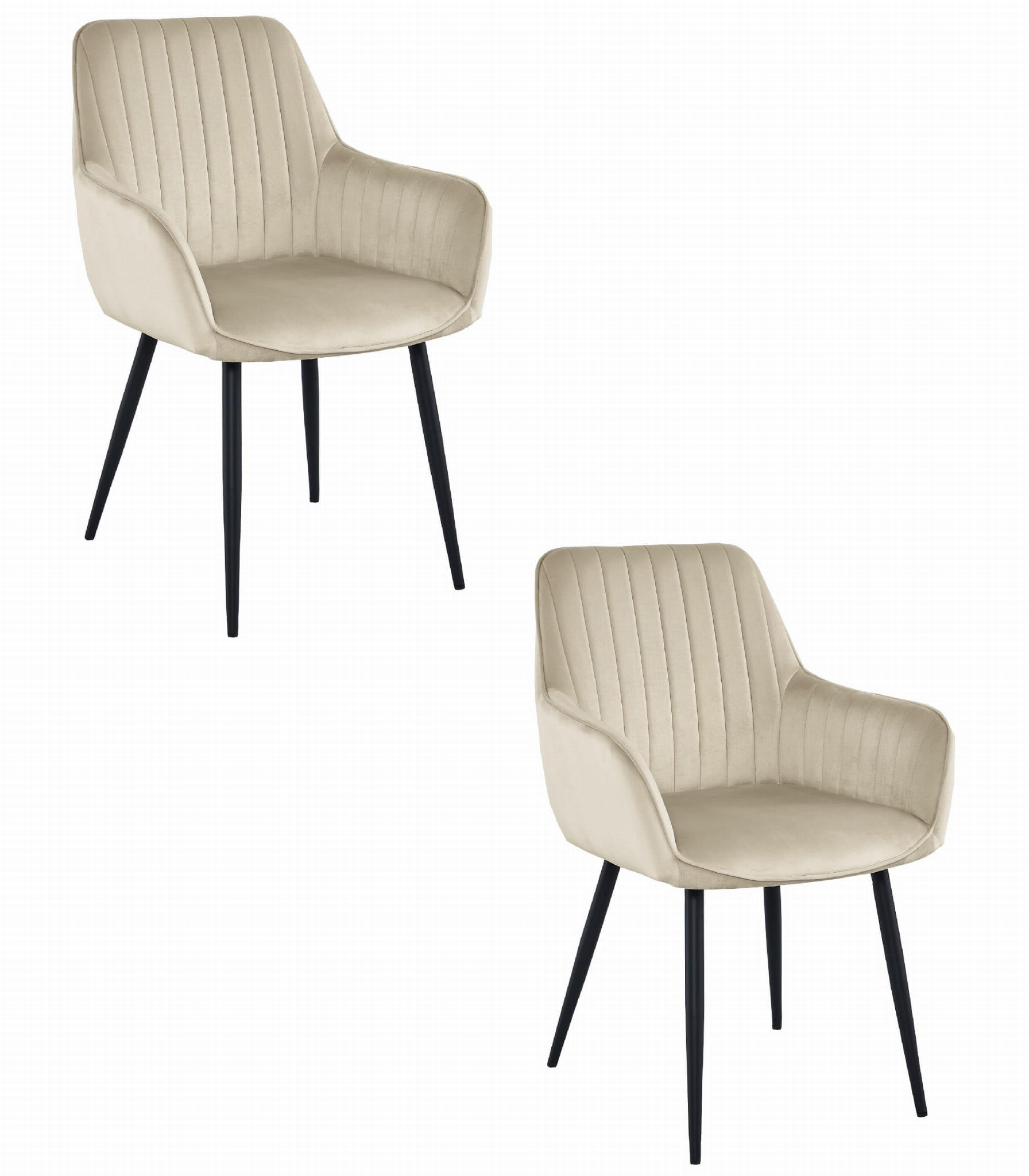 ESSZIMMERSTUHL 2-er Set SELO beiger Sitz, schwarze Beine - Beige/Schwarz, Textil (55/83.5/45.5cm) - Valora