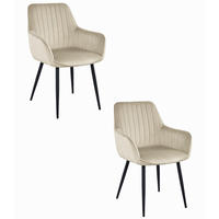 ESSZIMMERSTUHL 2-er Set SELO beiger Sitz, schwarze Beine - Beige/Schwarz, Textil (55/83.5/45.5cm) - Valora