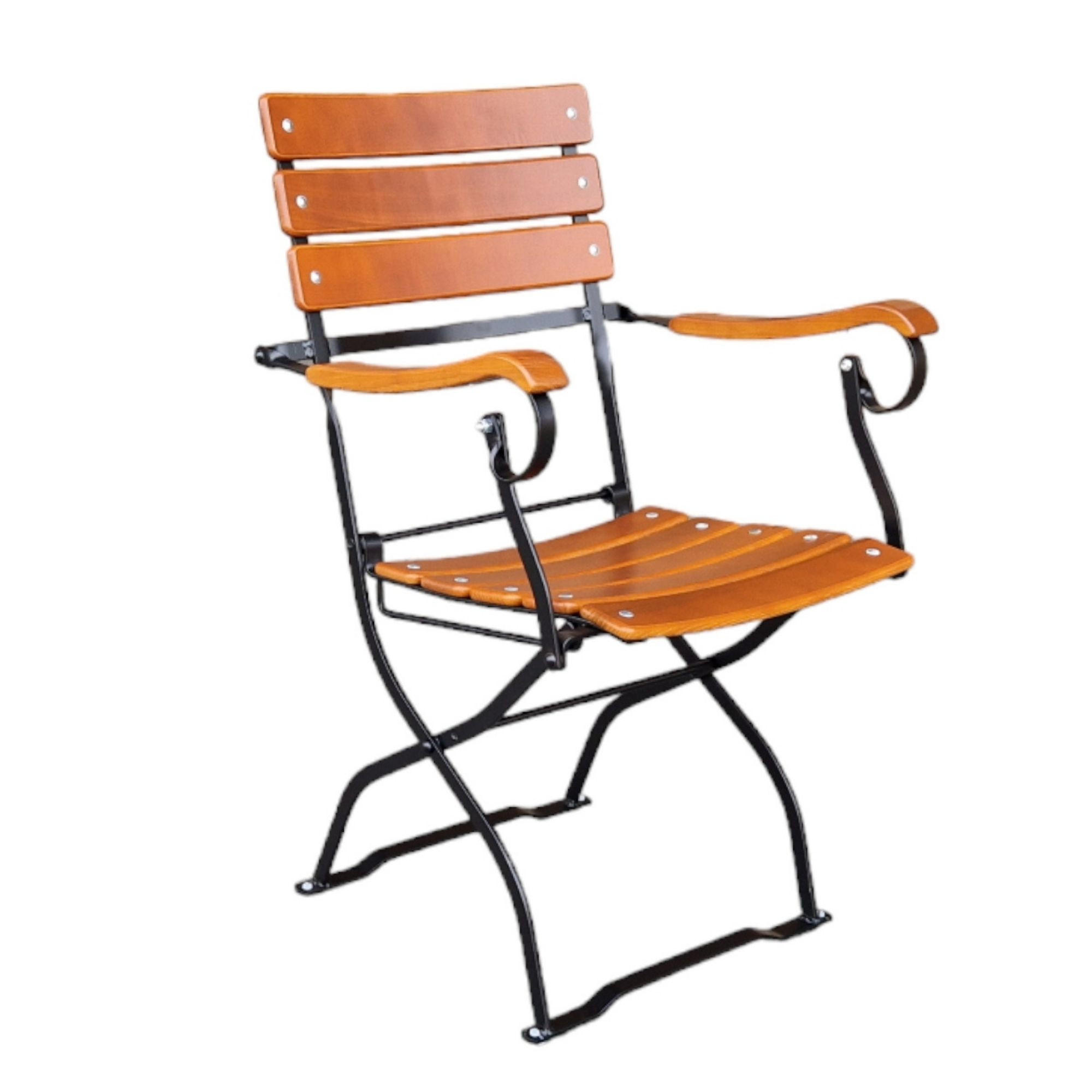 BIERGARTENSTUHL BERGWIESE 1-Sitzer 89x40x42cm Eschenholz Schwarz/Braun - Braun, Holz (40/89/42cm) - CHEFGASTRO