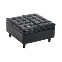 HOCKER Couchtisch,Aufbewahrungsstuhl,höhenverstellbar,PU-Leder,Schwarz - Schwarz, Metall (75/41/75cm) - LVHOM