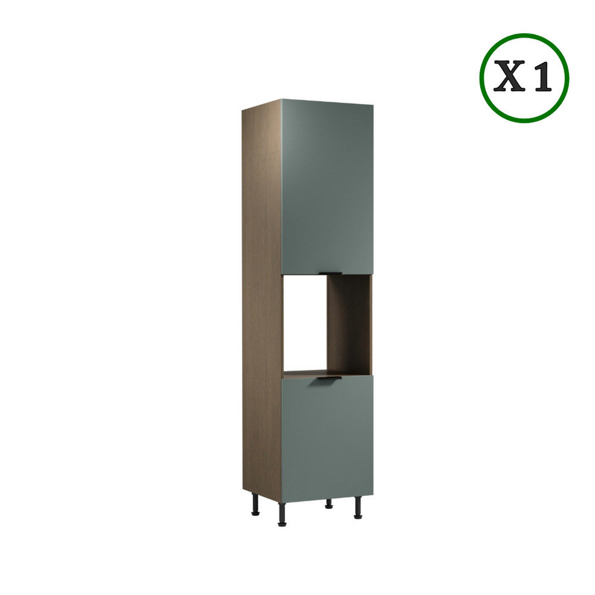 KÜCHENZEILE 330 cm - Sorento K43-M330 - in Grün / Eiche - Schwarz/Grün, Holzwerkstoff/Metall (330/247/58cm)