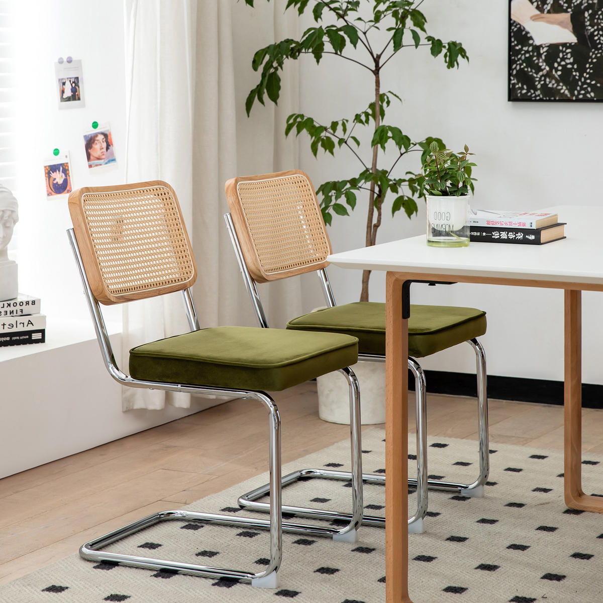 SCHWINGSTUHL DE-36902 2er-Set mit Rattan-Rückenlehne Grün - Grün, Metall (46.4/84.6/53cm) - ComfortXL