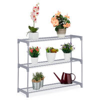 BLUMENREGAL - Grau, Kunststoff/Metall (91/72/28cm) - Relaxdays