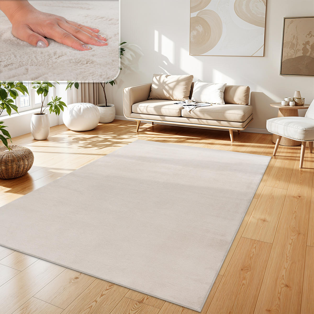 HOCHFLORTEPPICH 120/160 cm Soft 380 - Creme, Textil (120/160cm) - Paco Home