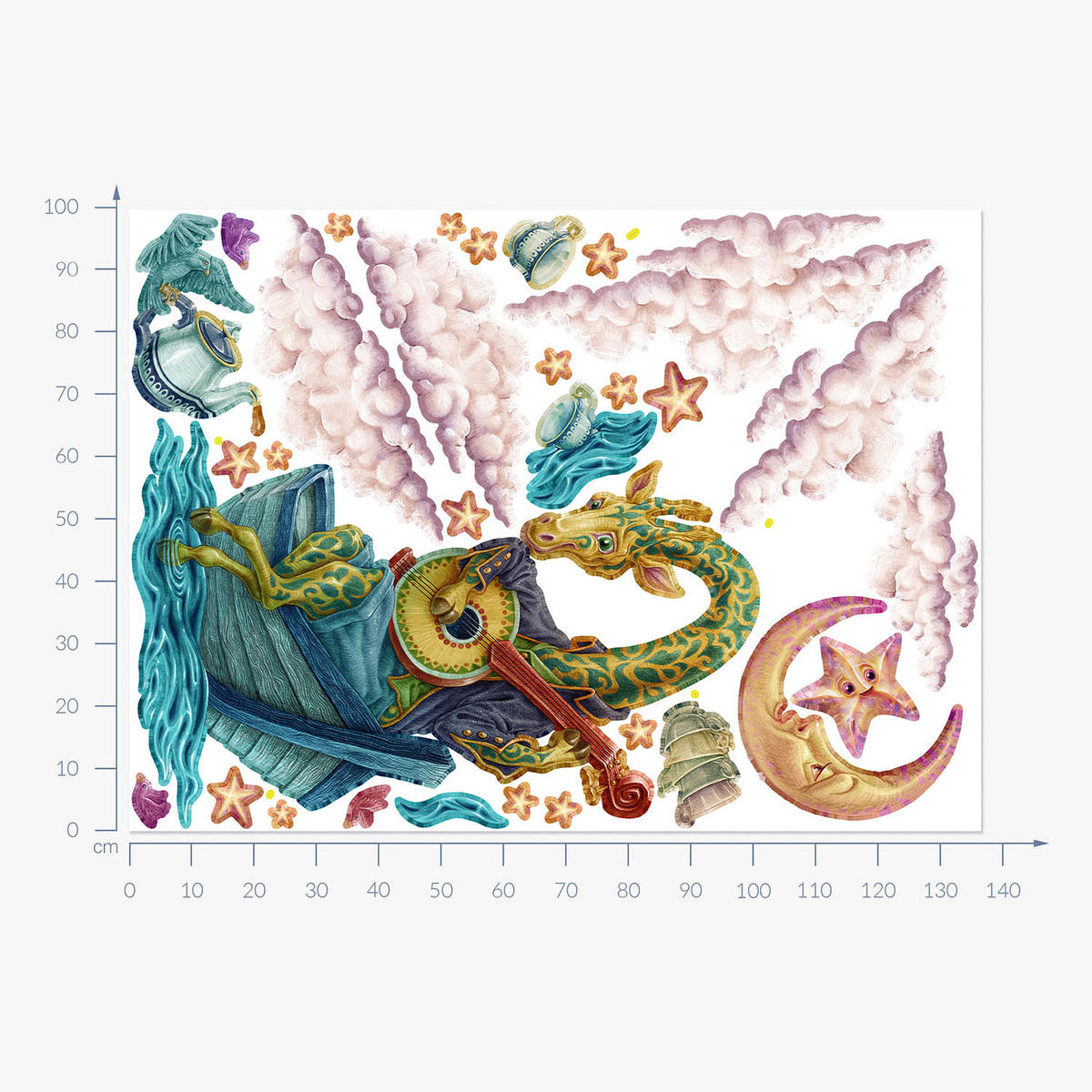 WANDAUFKLEBER 100x137cm - Märchentiere - Multicolor, Kunststoff (100/137/0.1cm) - Wallfluent