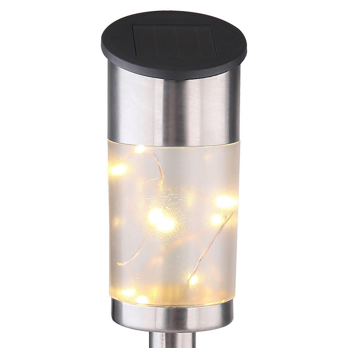 LED AUSSENLEUCHTE Edelstahl Silber 4x Solar-Steckleuchte - Silberfarben, Metall (5.5/5.5/39cm)