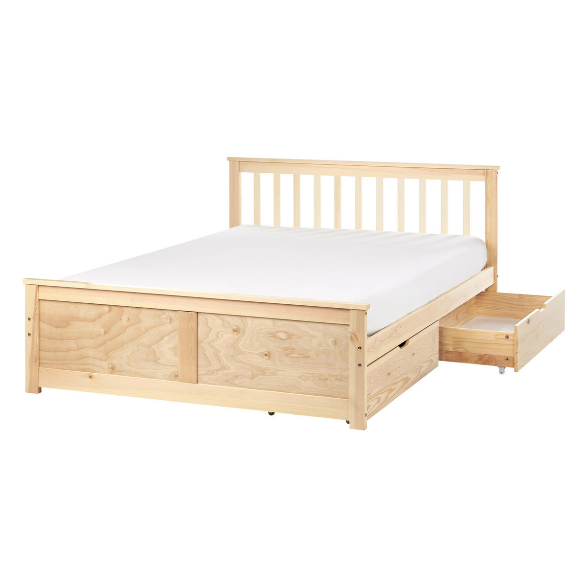 BETT mit Schubladen 140x200 cm Heller Holzfarbton Olendon - Hellbraun, Holz (140/200cm) - Beliani