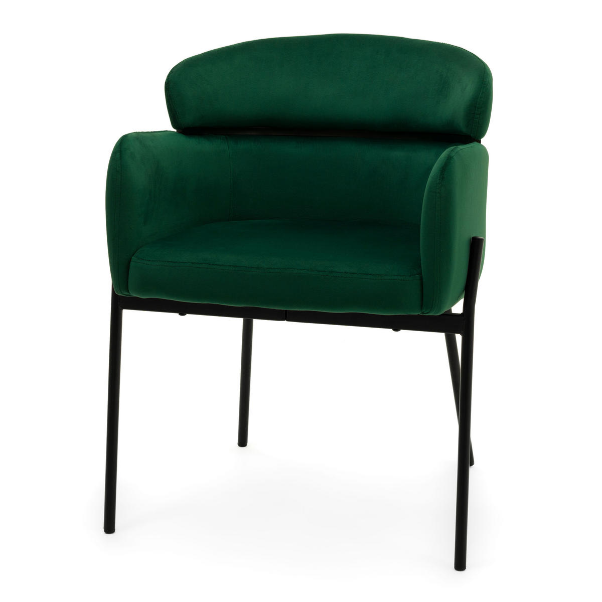 STUHL BOLZANO gepolsterter mit Steppung - grün - Samt Velour - Schwarz/Grün, Textil/Metall (62/80/61cm) - NEW HOME