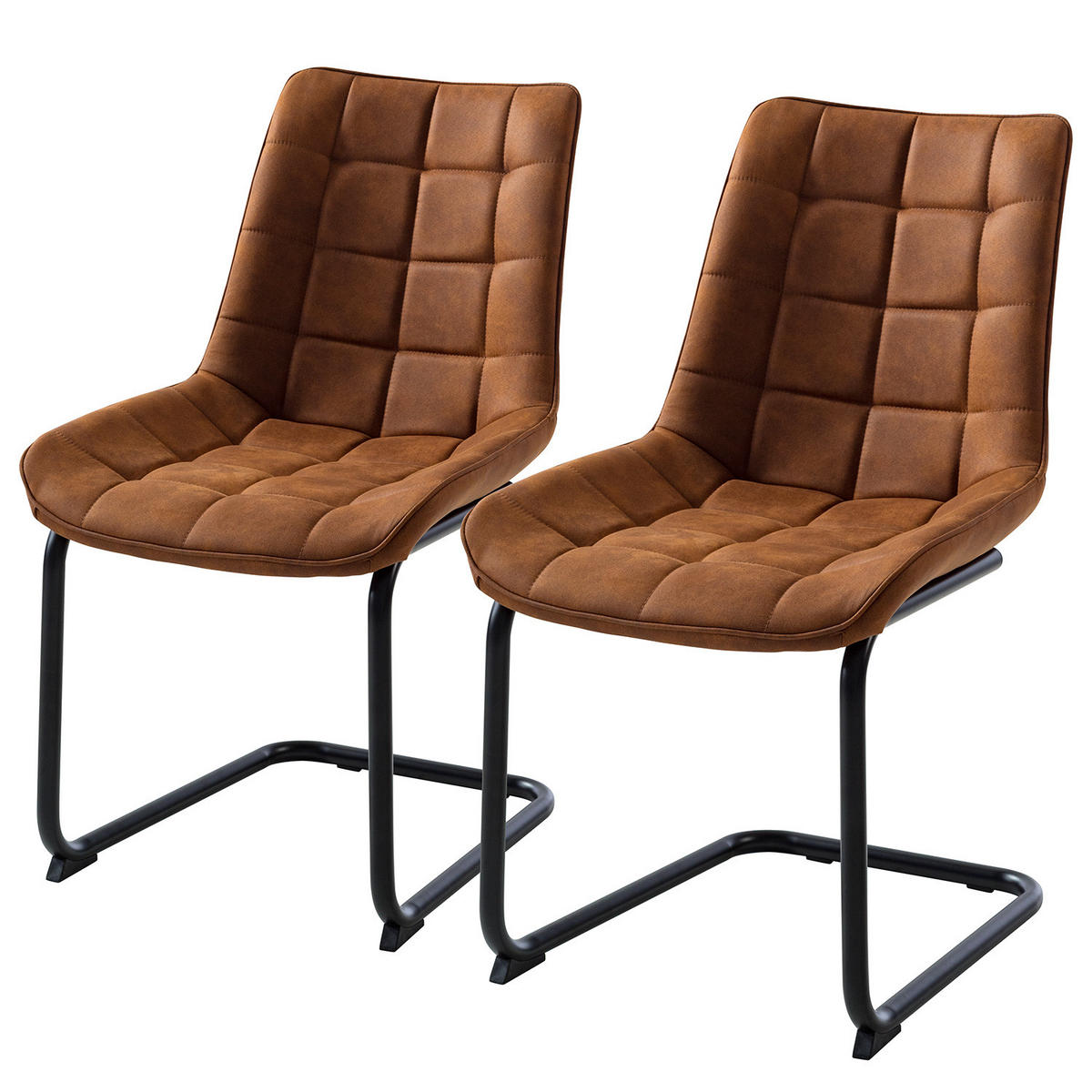 FREISCHWINGER - Microfaser / Metall - Cognac, Textil (51/87/60cm) - home24