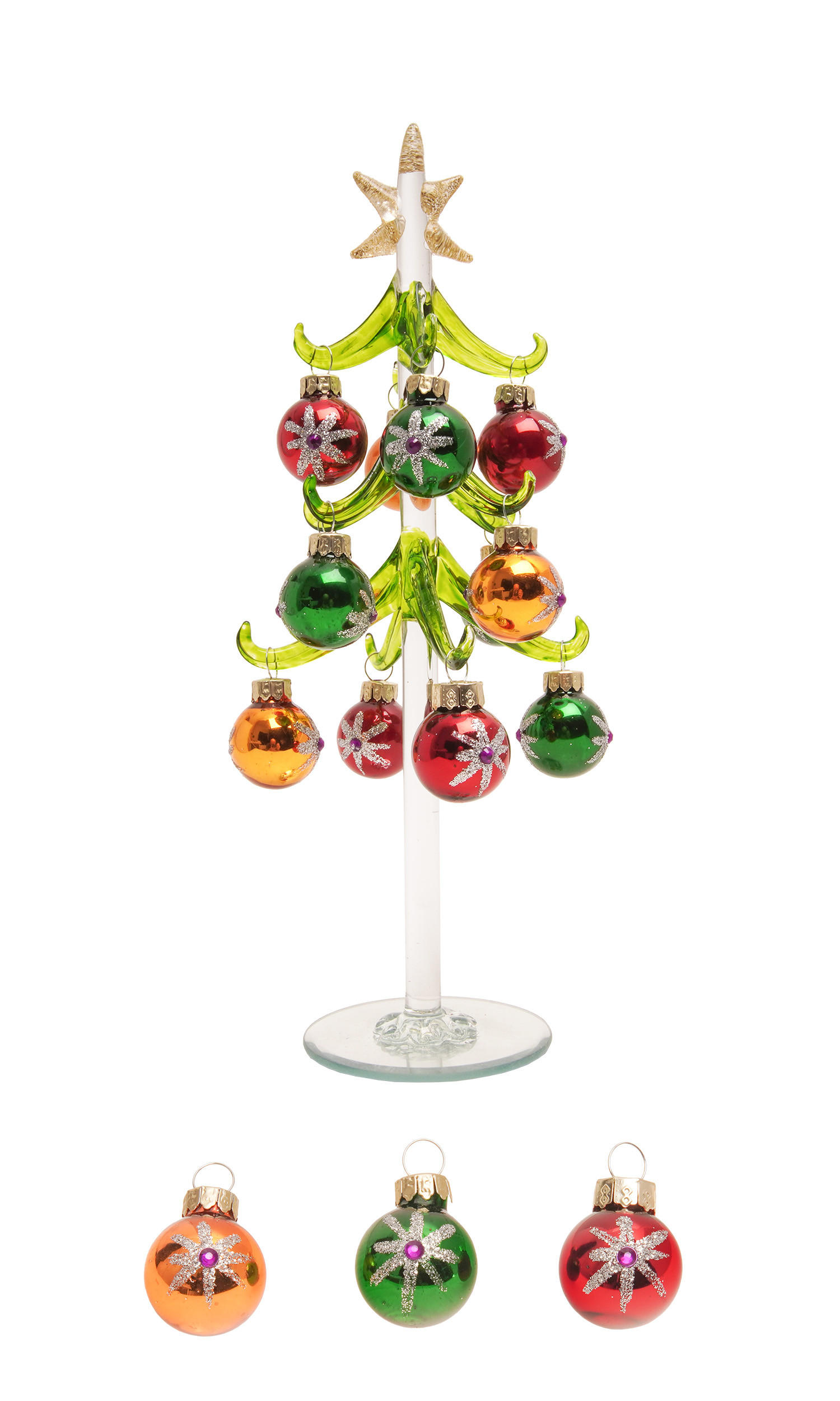 WEIHNACHTSDEKORATION Kristallbaum mit Ornamenten Traditionell Mehrfarbig 26cm (Glas / 1 Stk.) - Multicolor, Glas (10/26/10cm) - Krebs Glas Lauscha