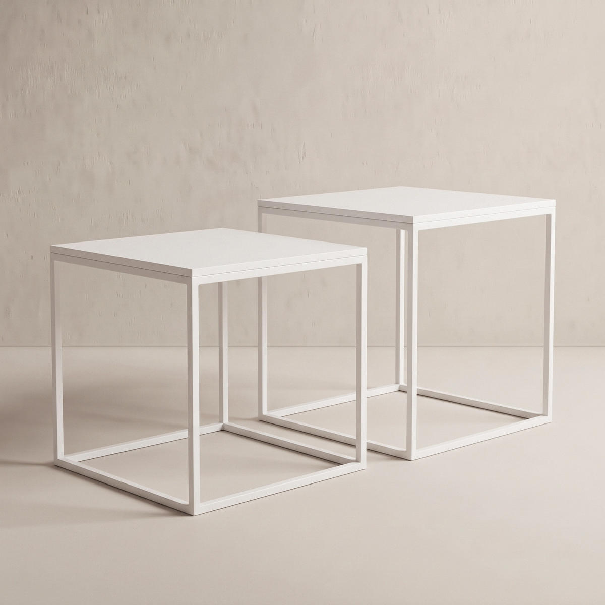 COUCHTISCH 2er-Set quadratisch Weiß - Weiß, Metall (50/50/50.5cm) - SCENA LIVING
