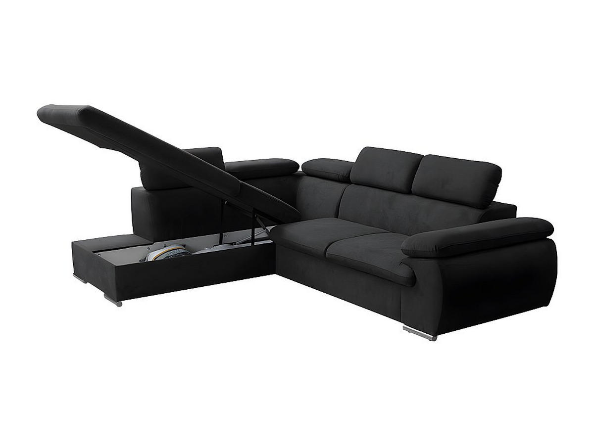 ECKSOFA mit Schlaffunktion & Bettkasten - Ecke Links - Stoff - Schwarz - FABIEN - Schwarz, Textil (221/271cm) - Vente-Unique
