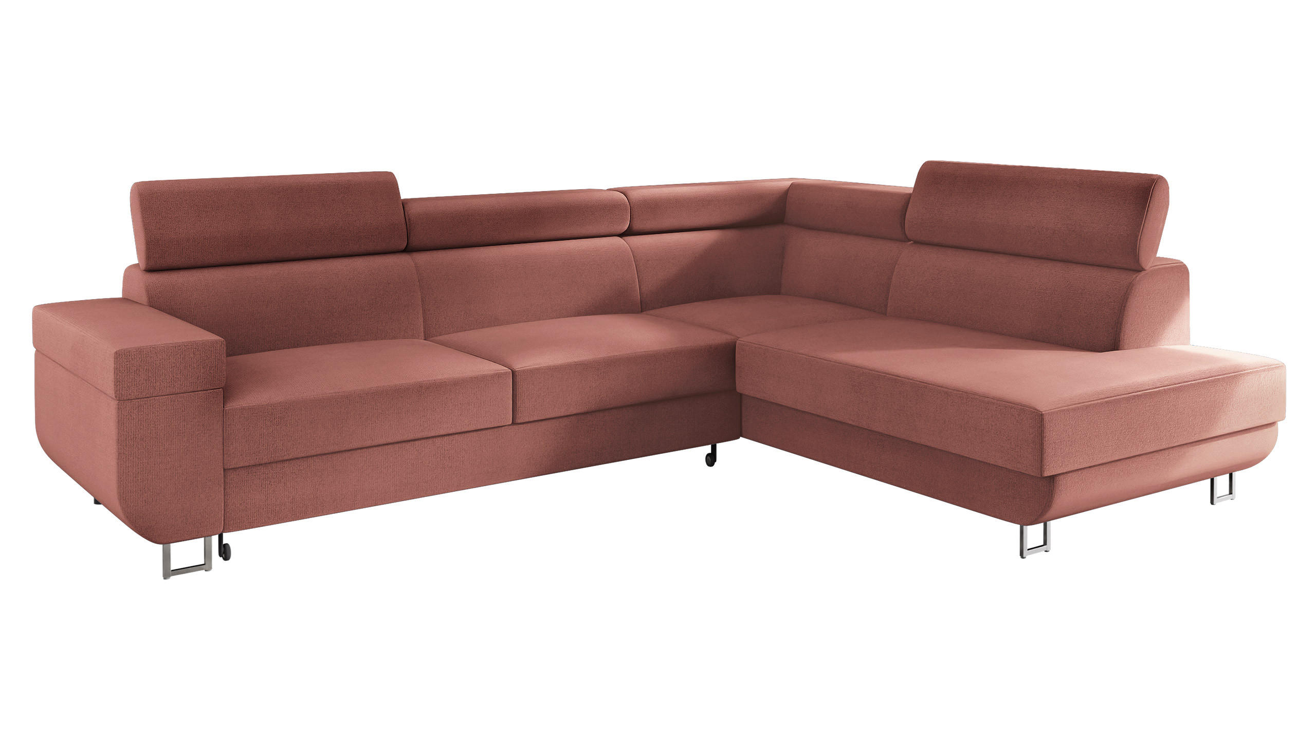 ECKSOFA Fonti, Seite: Rechts - Rosa, Holz/Textil (253/188cm) - MIRJAN24