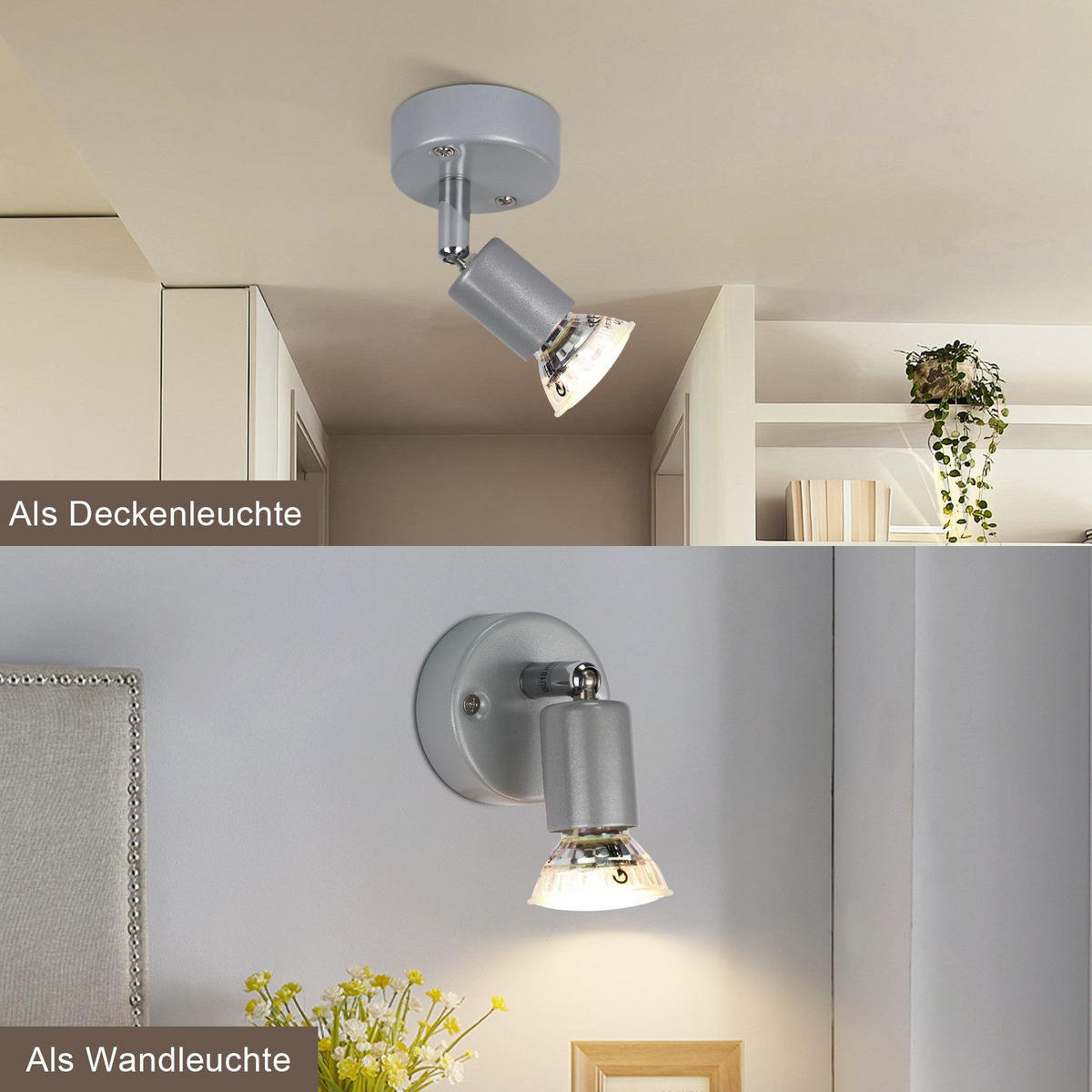 DECKENLEUCHTE Lenz 14/10/7cm - Silberfarben, Metall (14/10/7cm) - Nettlife