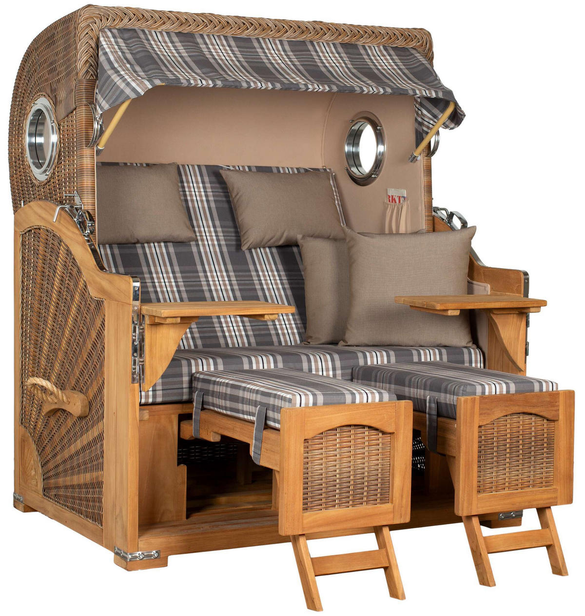 STRANDKORB XXL Düne Grande Teak Banana - Braun/Grau, Metall (142/170/95cm) - Mr. Deko