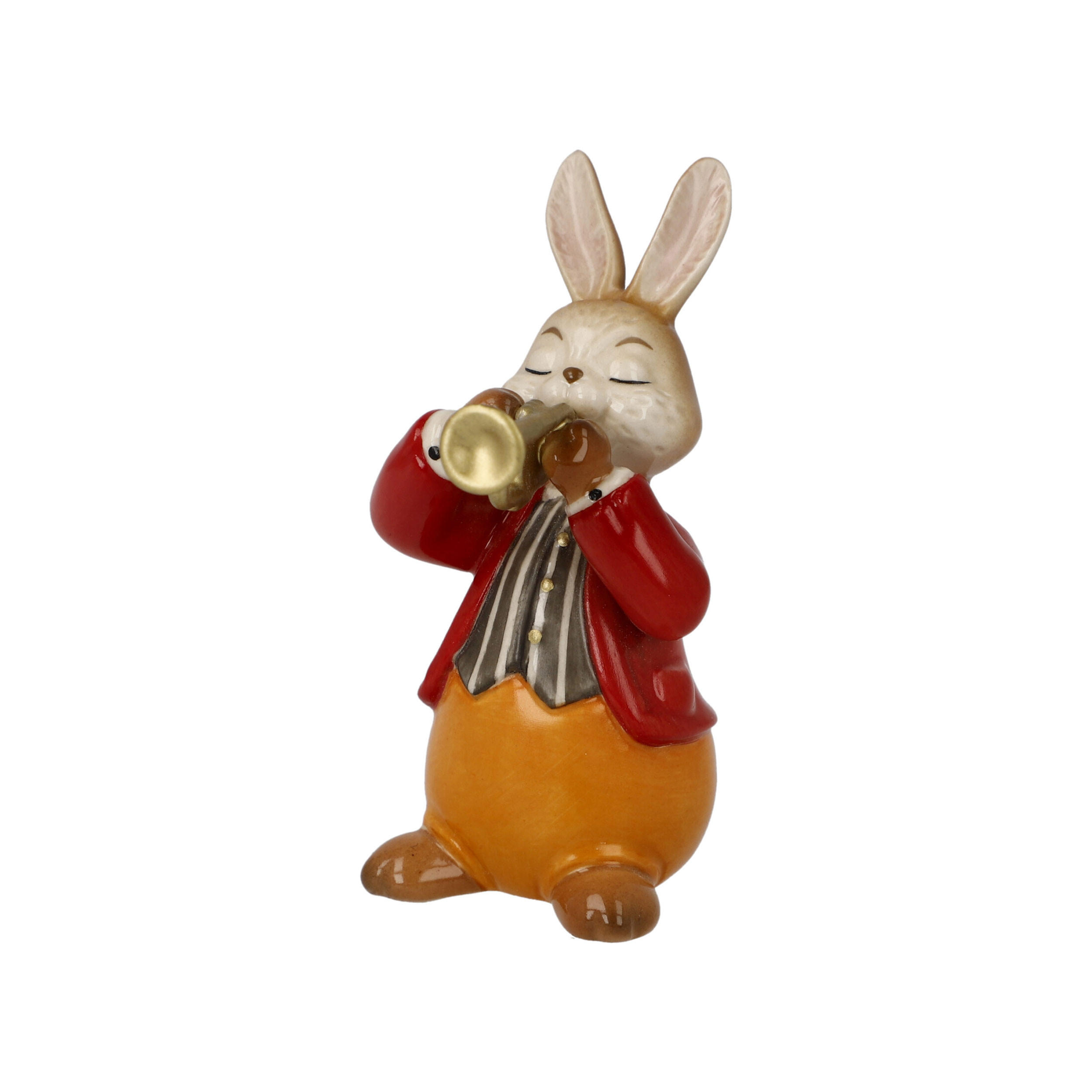DEKOTIER Hase - Eifriger Trompeter, Steingut, Bunt, 8 cm - Multicolor, Keramik (6/8/4cm) - Goebel