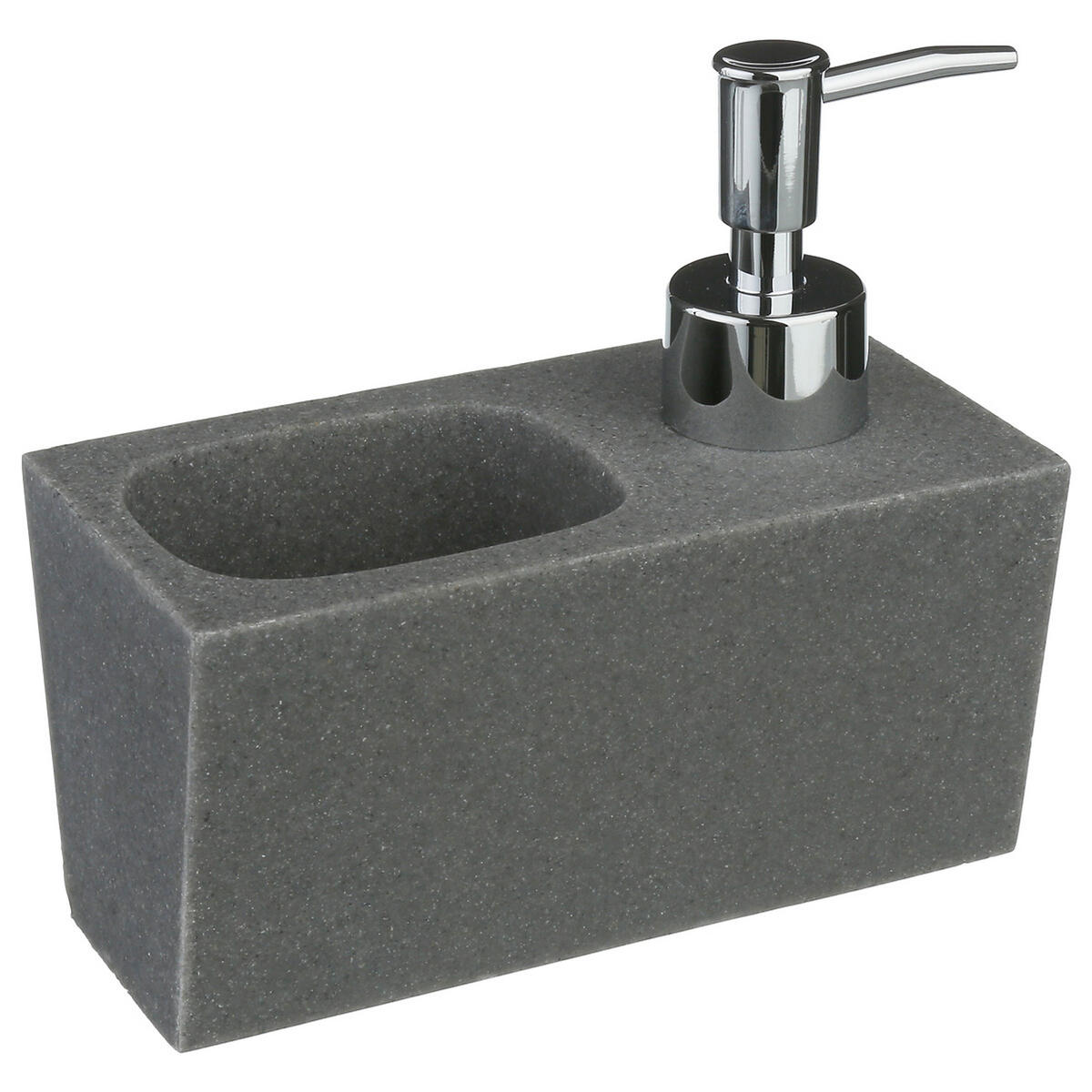 SEIFENSPENDER mit Spülschwamm, Polyresin, Steingrau, 170 ml - Grau, Kunststoff (7.5/13.4/14.6cm) - 5five Simply Smart