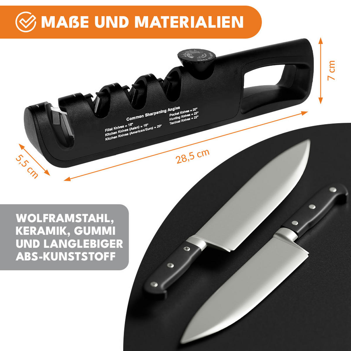 MESSERSCHÄRFER - Schwarz, Keramik - KRUMAD