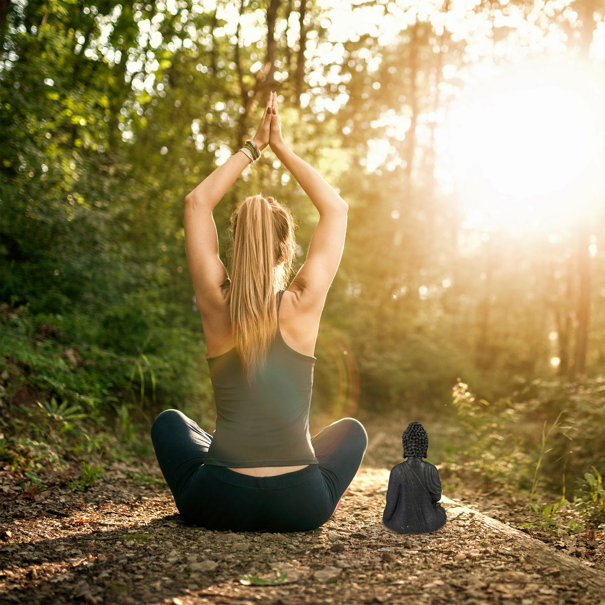 BUDDHAFIGUR - Anthrazit, Kunststoff (18/30/11cm) - Relaxdays