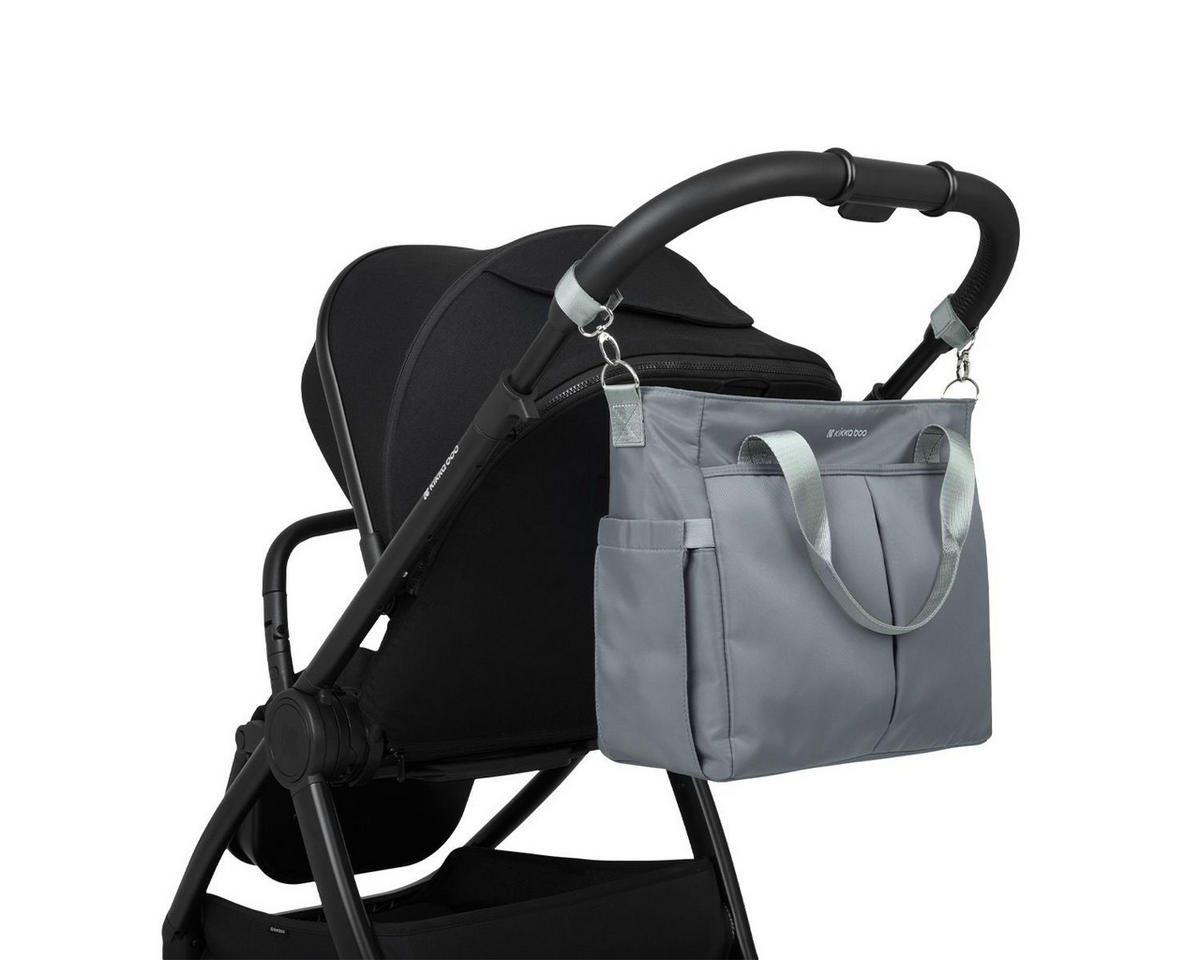 WICKELTASCHE Brielle grau wasserfest, Kinderwagenclips, Wickelunterlage, Reißverschluss - Grau, Textil (5/30/40cm) - Kikka boo